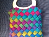 Entrelac bag out of sock yarn